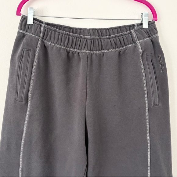 Athleta Shadow Grey Stone Forever Fleece High Rise Baggy Joggers Size Large - Picture 10 of 13